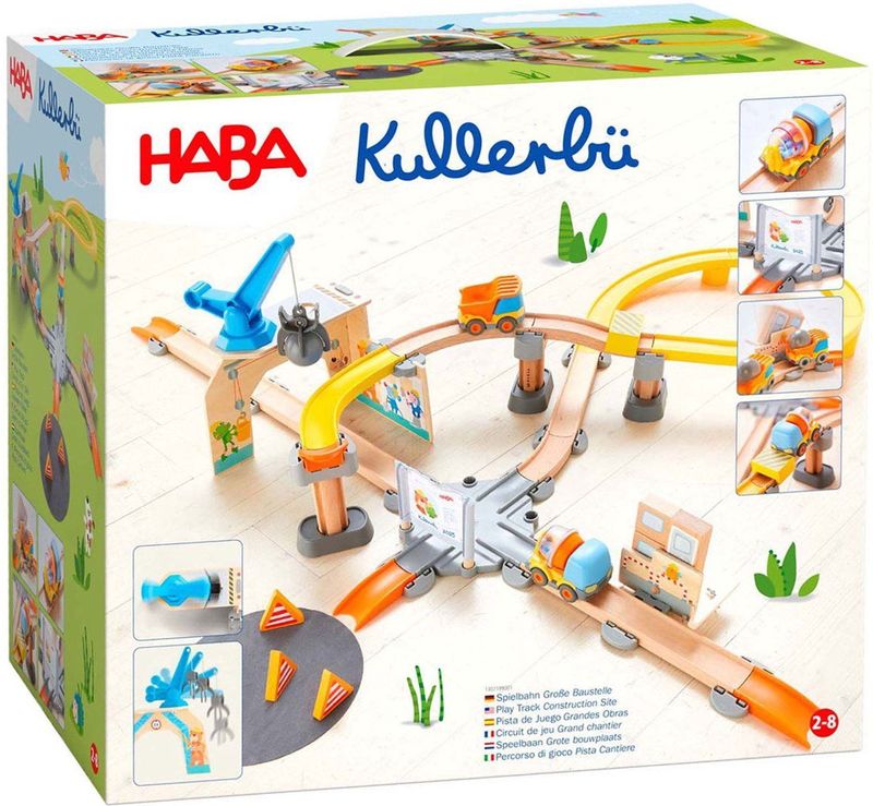 Haba - Knikkerbaan - Houten Speelbaan Grote Bouwplaats - Met Voertuigen