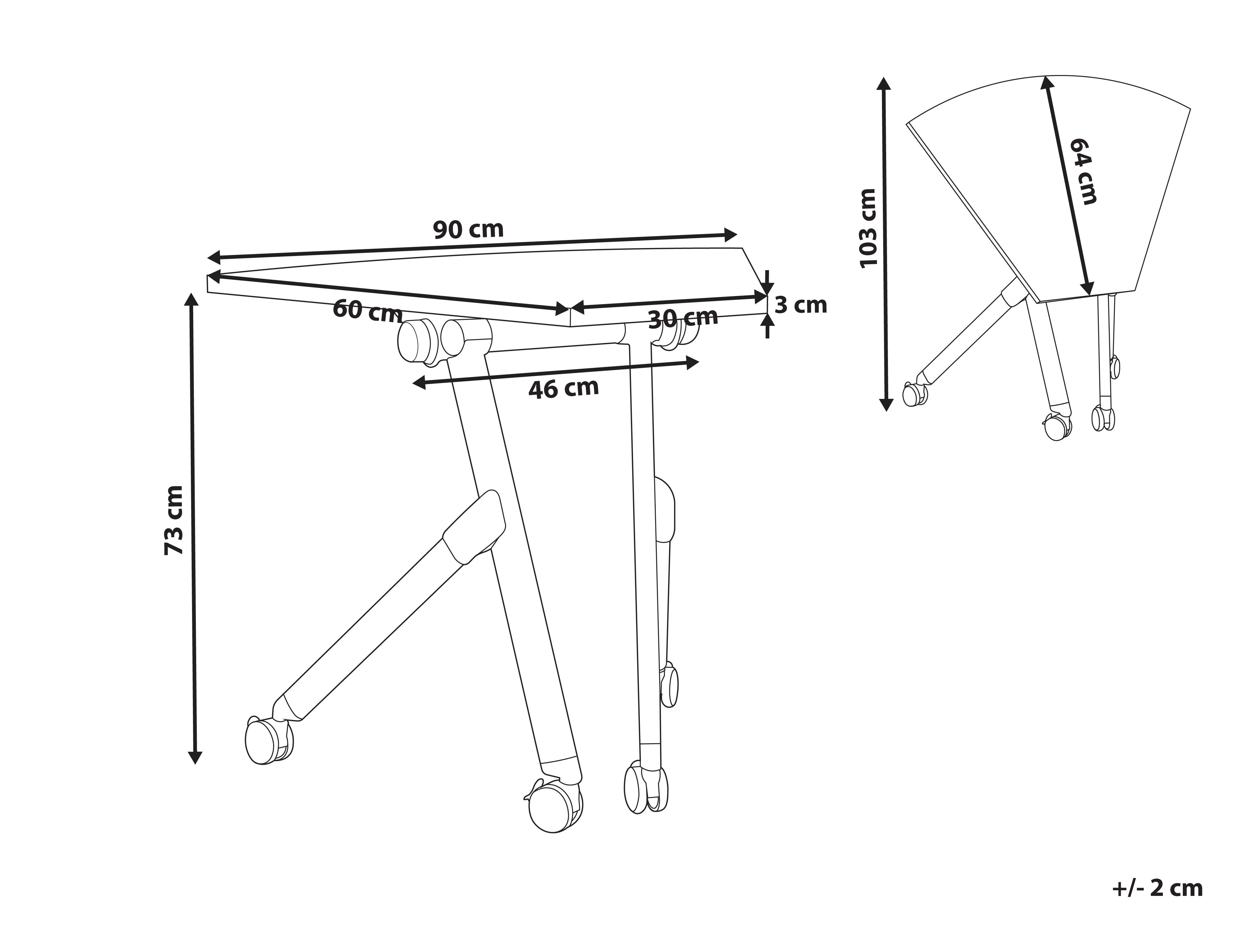 Opvouwbare hoekbureau-module BENDI Donkerbruin 90 cm 64 cm