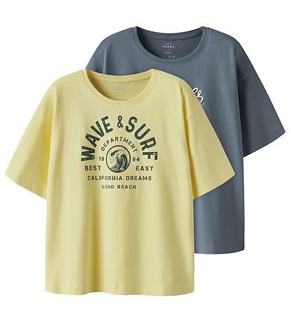 Name It T-Shirt - NkmVictor - 2er-Pack - Lemon Baiser/Blue Mirag
