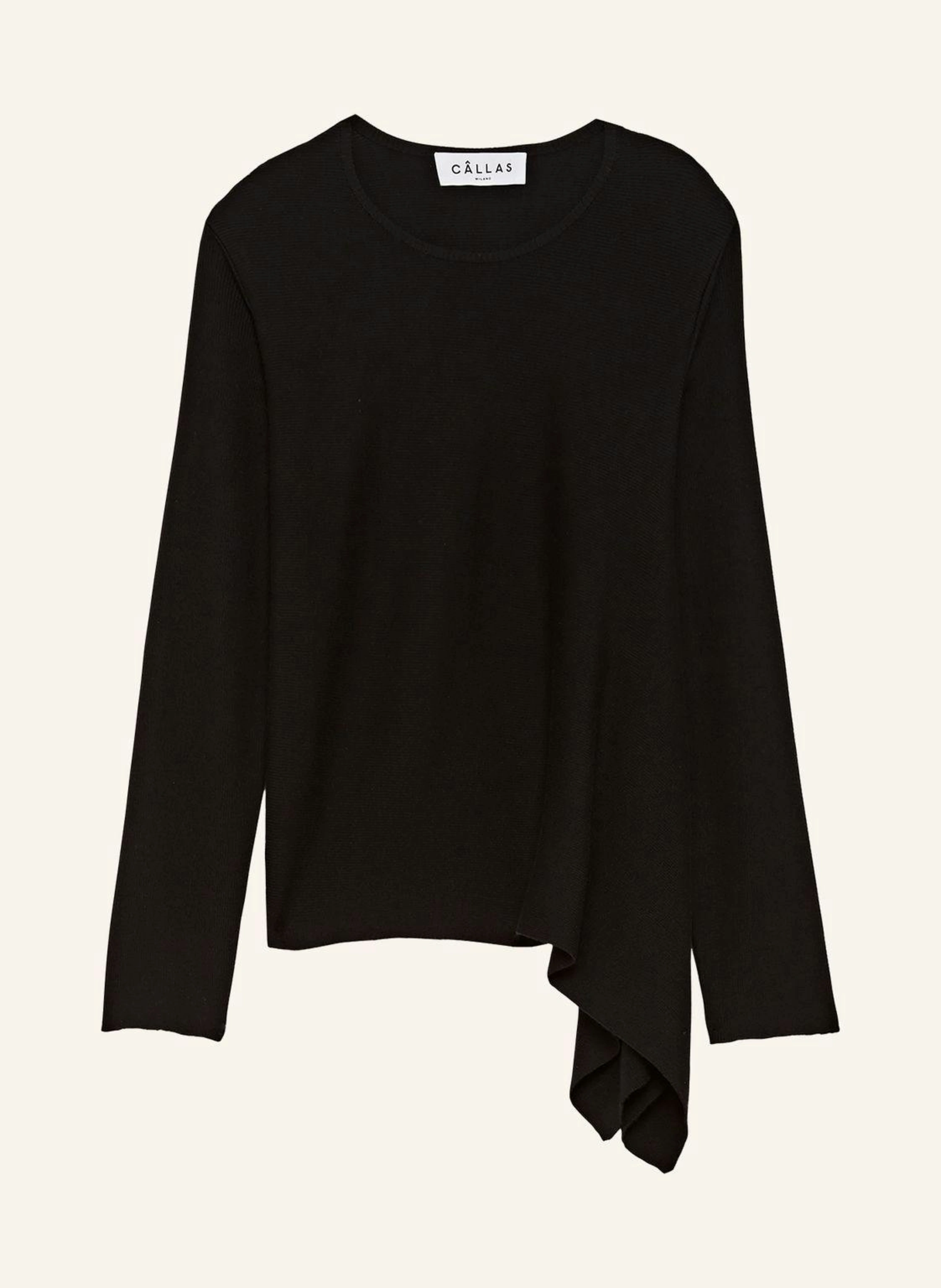 CÂLLAS MILANO HELOISE Asymmetrischer Pullover aus Merinowolle mit Rundhalsausschnitt