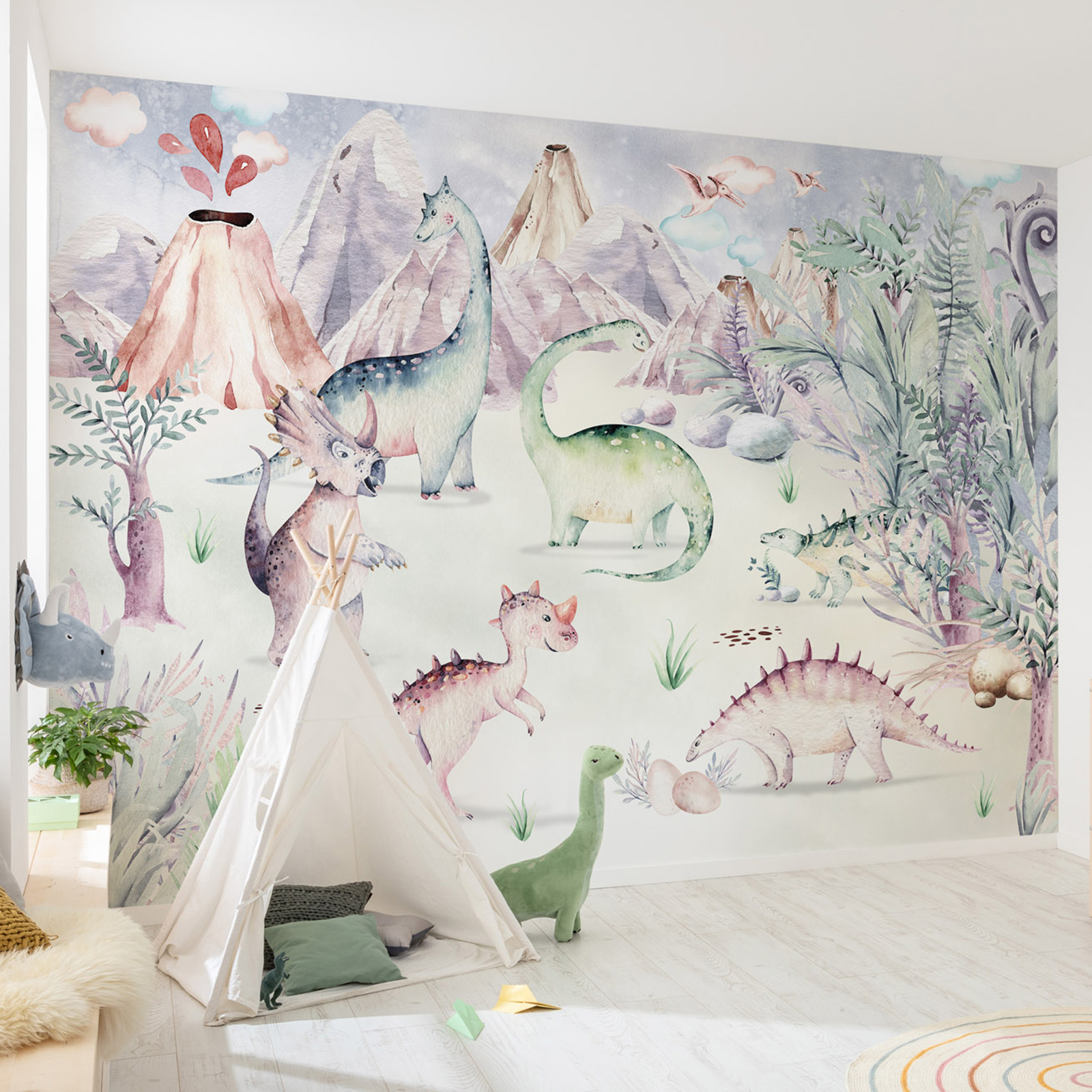 Vlies-Fototapete DINO PLAYGROUND - bunt - 400x280 cm