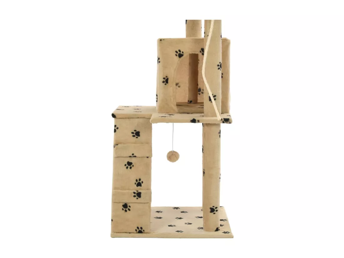 Arbre à chat avec griffoirs en sisal 120 cm Beige Motif pattes