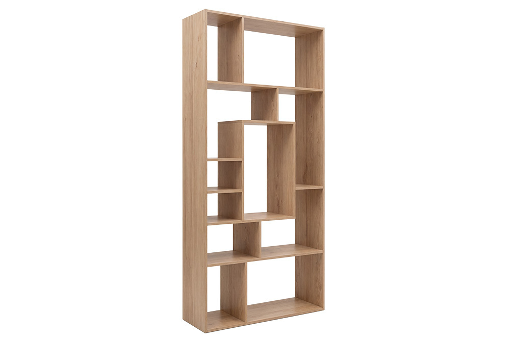Massives Bücherregal CUBUS 180cm natur Mangoholz cream finish elf Fächer