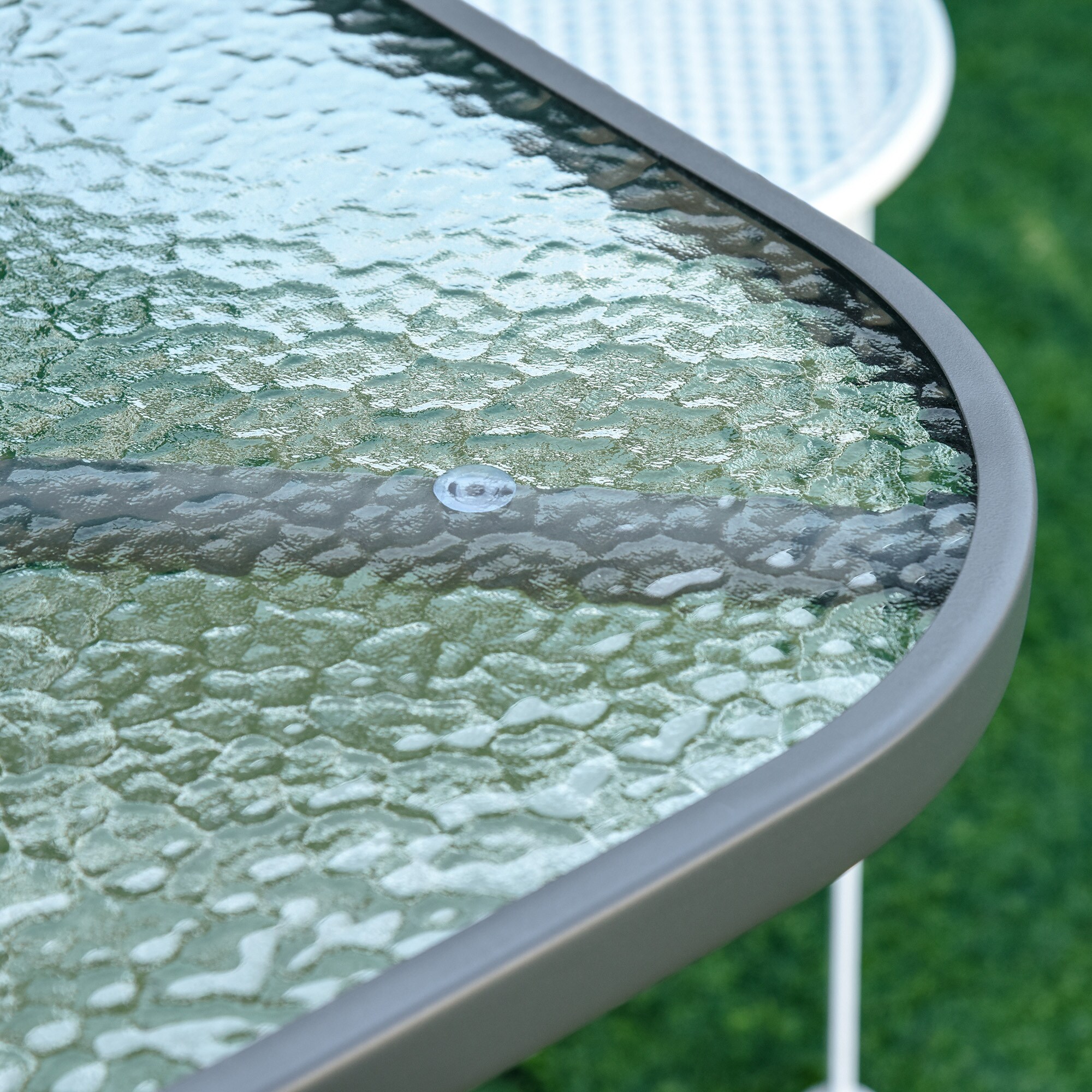 Outsunny Gartentisch mit Schirmloch carbongrau 120 x 80 x 70 cm (LxBxH)