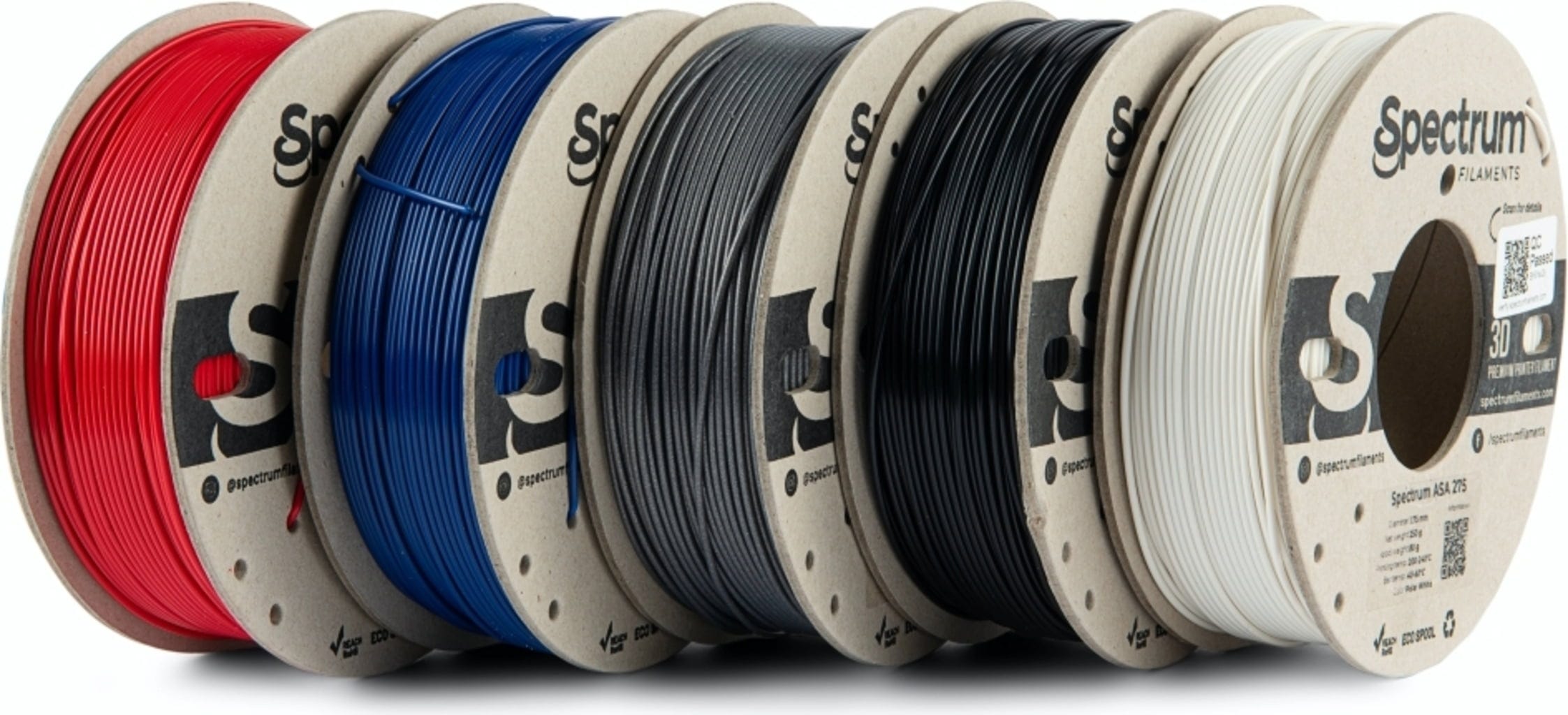 Spectrum  5er-Set ASA 275, 1,75 mm (1.250 g)    Filamente auf ökologischen Pappspulen