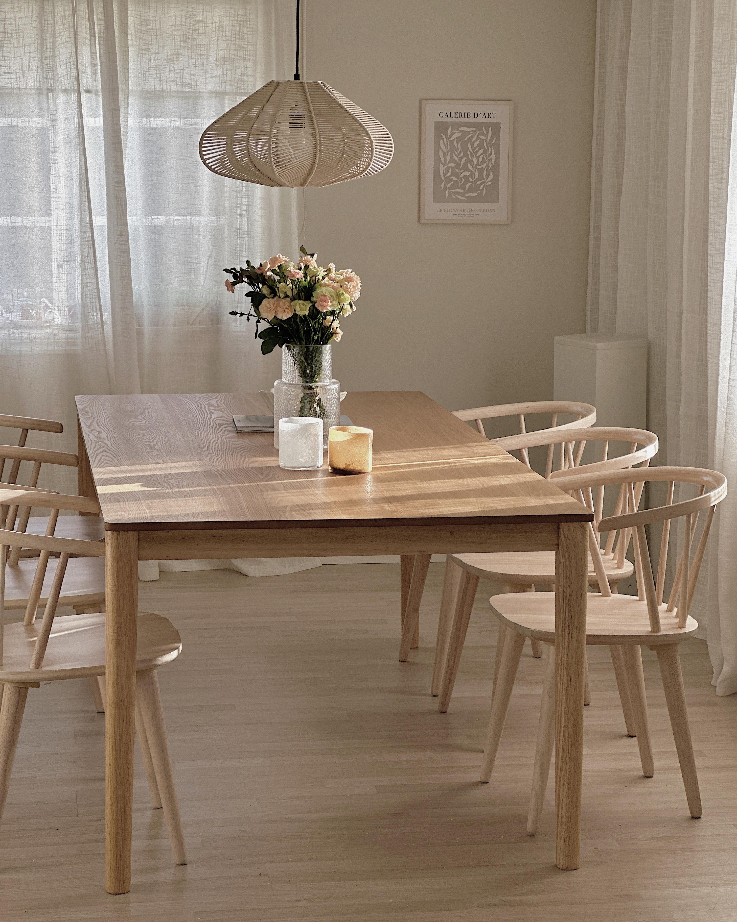 Eettafel ERMELO Natuurlijk essenhout 100 cm 200 cm