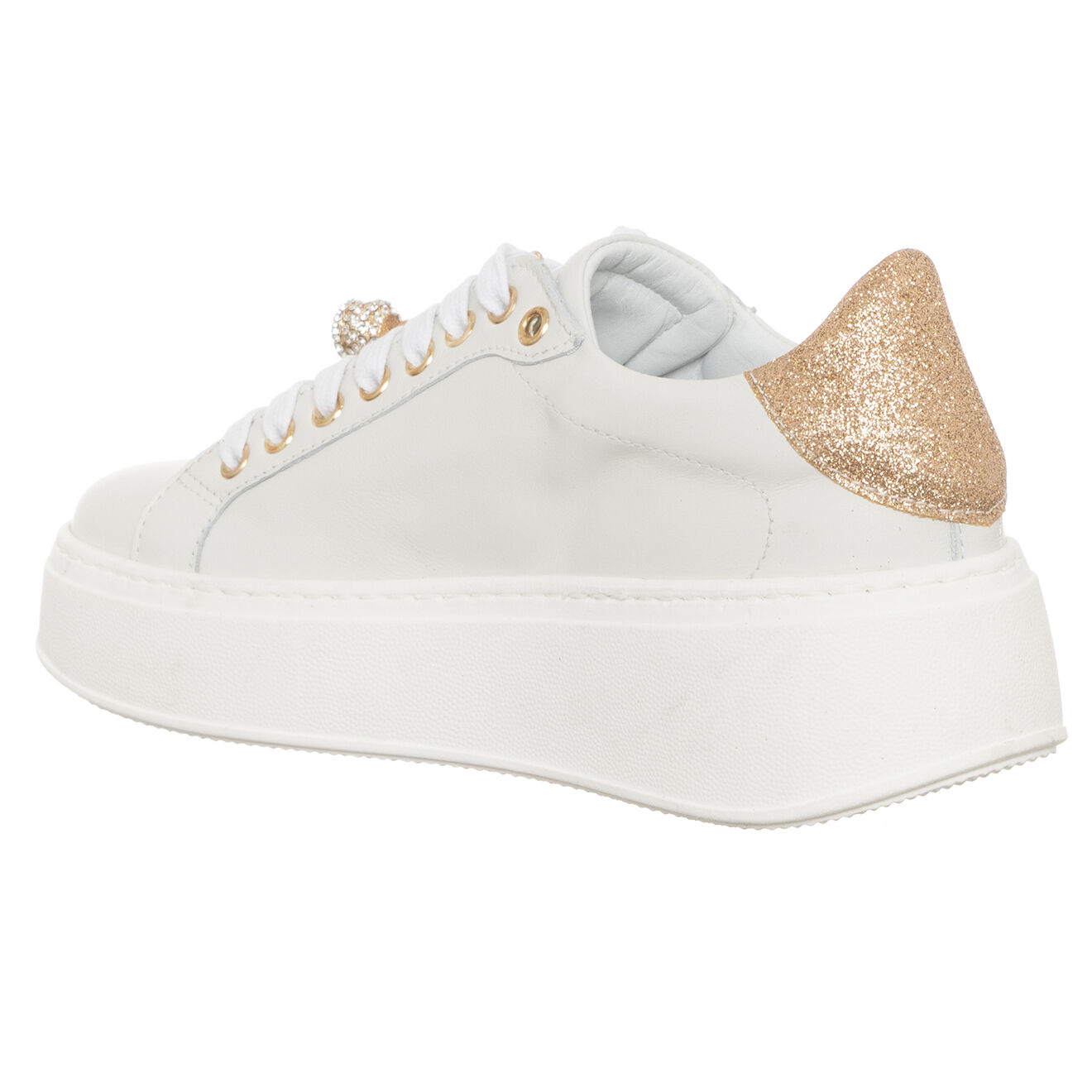 Loretta Pettinari Sneakers en Cuir Odena blanc/platine
