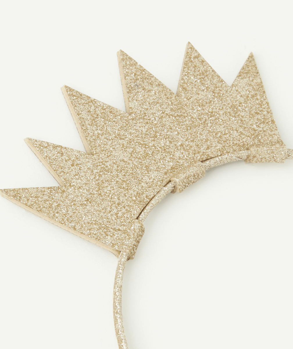 SERRE-TÊTE COURONNE FILLE COULEUR DORÉE À PAILLETTES
