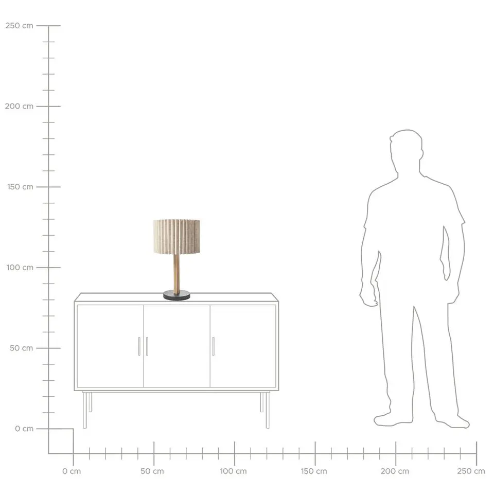 BELESSA - Tafellamp - Lichtbeige - Rubberhout