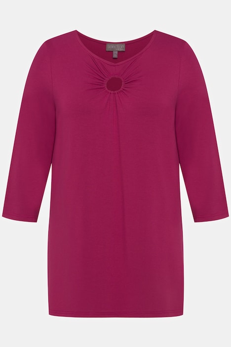 Shirt, Zierring, Classic, V-Ausschnitt, 3/4-Arm