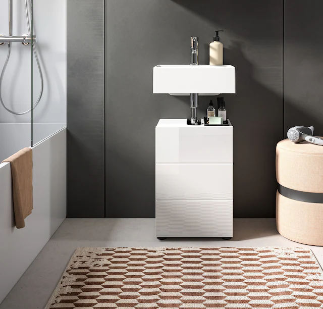 welltime Waschbeckenunterschrank »BIEL, TOPSELLER!, Breite 38 cm, 1 Tür, 1 Boden, mit Siphonausschnitt« 1 Stk. tlg. Badmöbel, Badschrank, Schrank, Unterschrank, Bad, Badezimmer