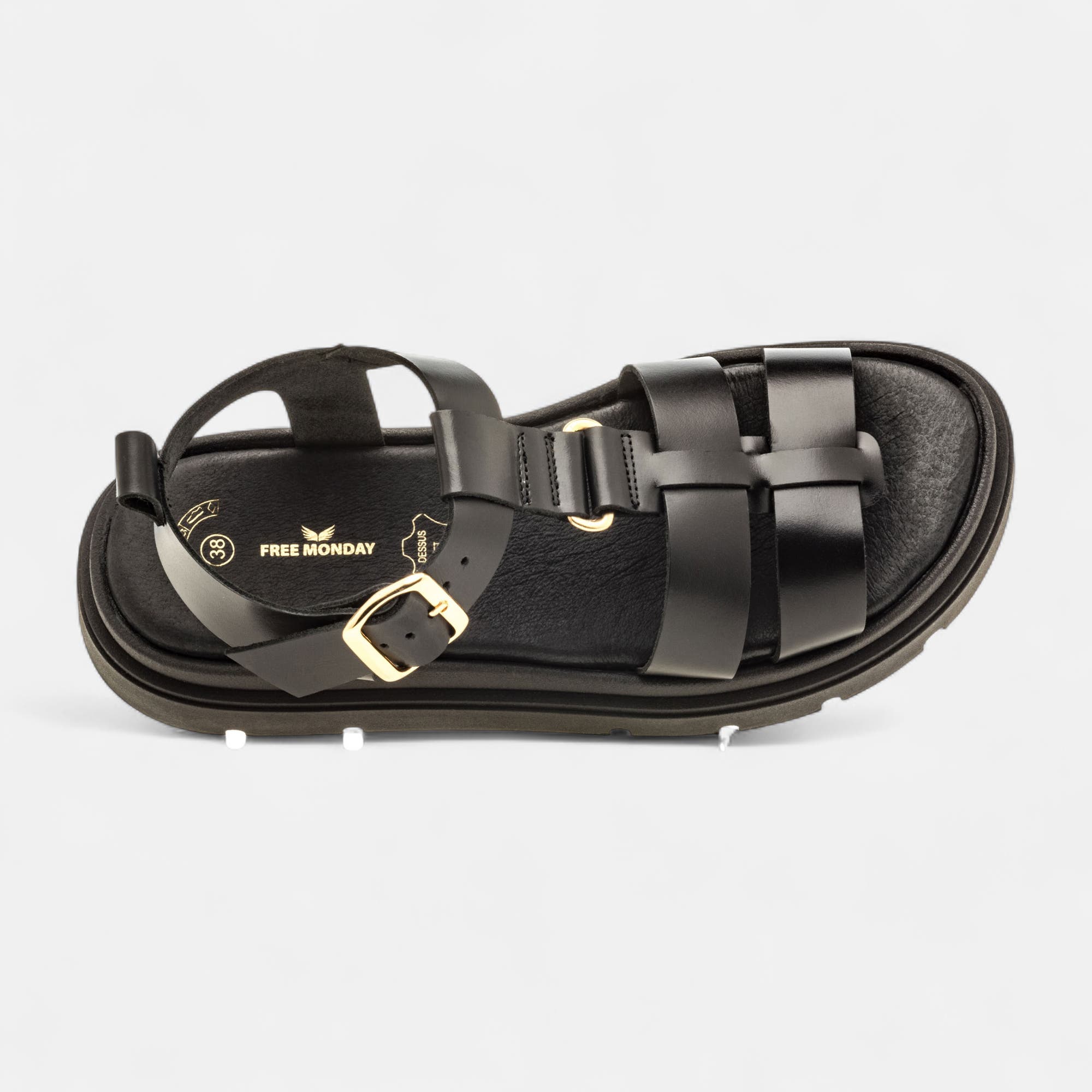 Sandales Femme en cuir noir
