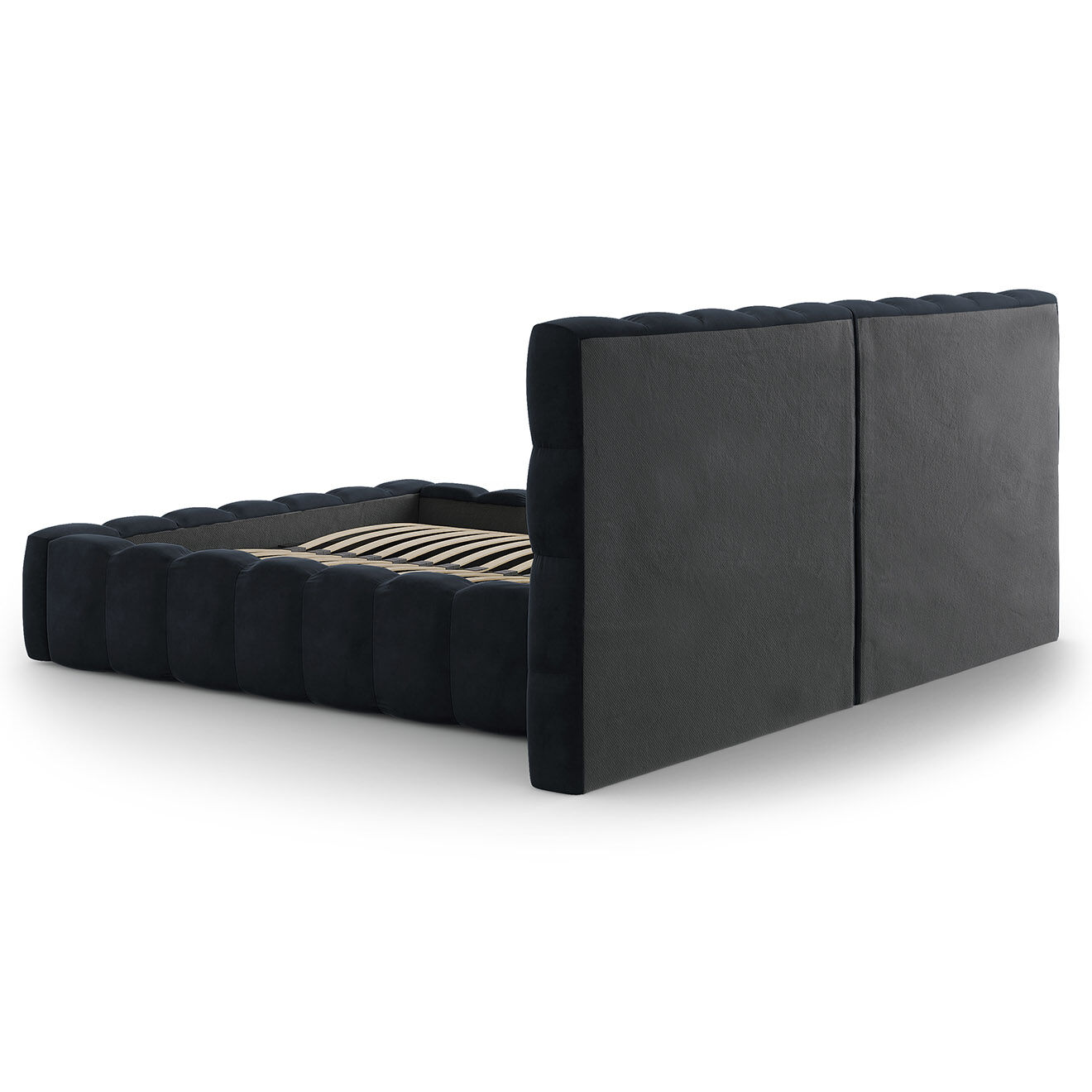 Cosmopolitan Design Lit avec coffre de rangement Bali Velours bleu foncé - 160x200 cm