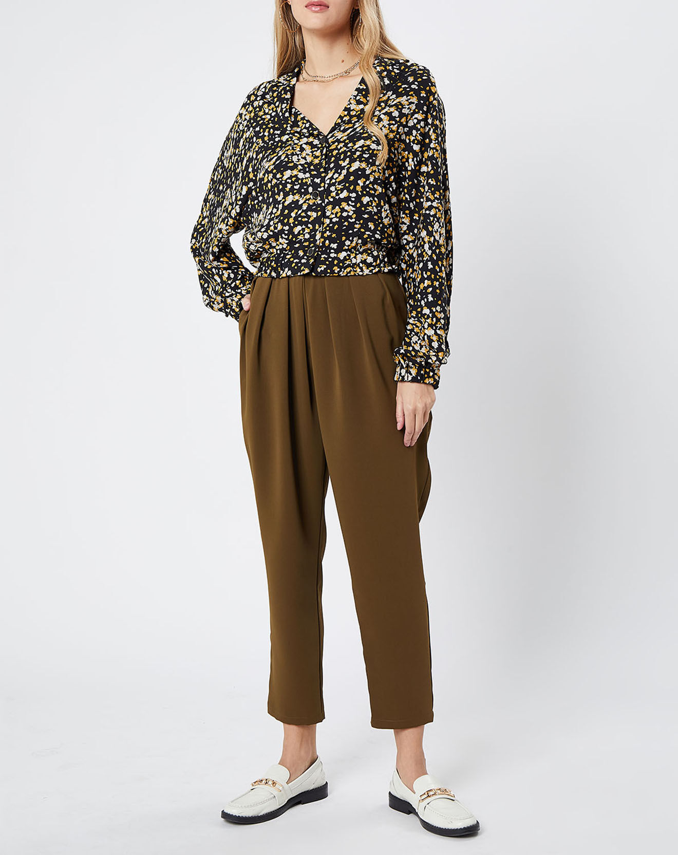 Molly Bracken Pantalon carotte à pinces Collection Premium kaki