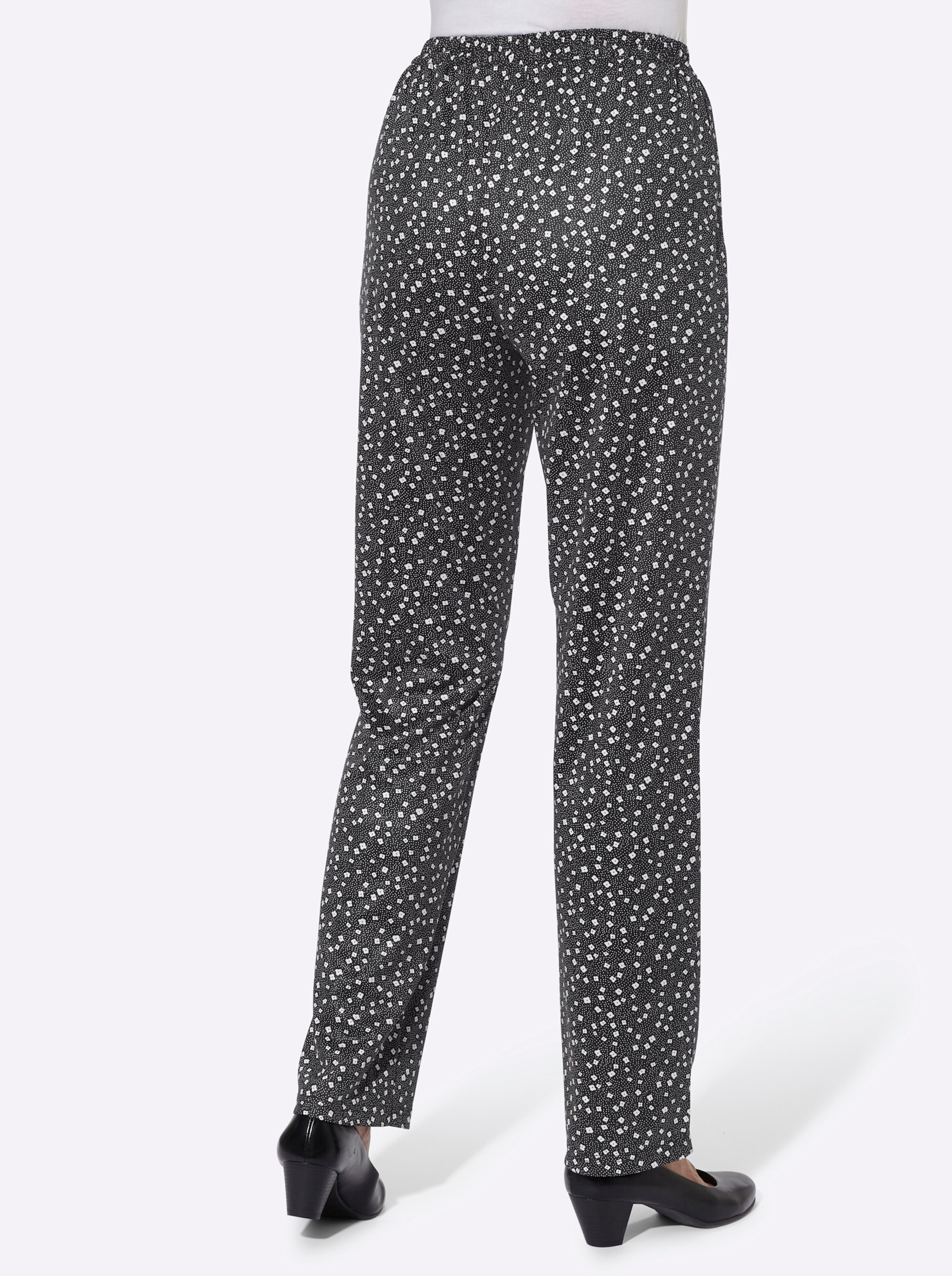 Jerseyhose in schwarz-millefleurs