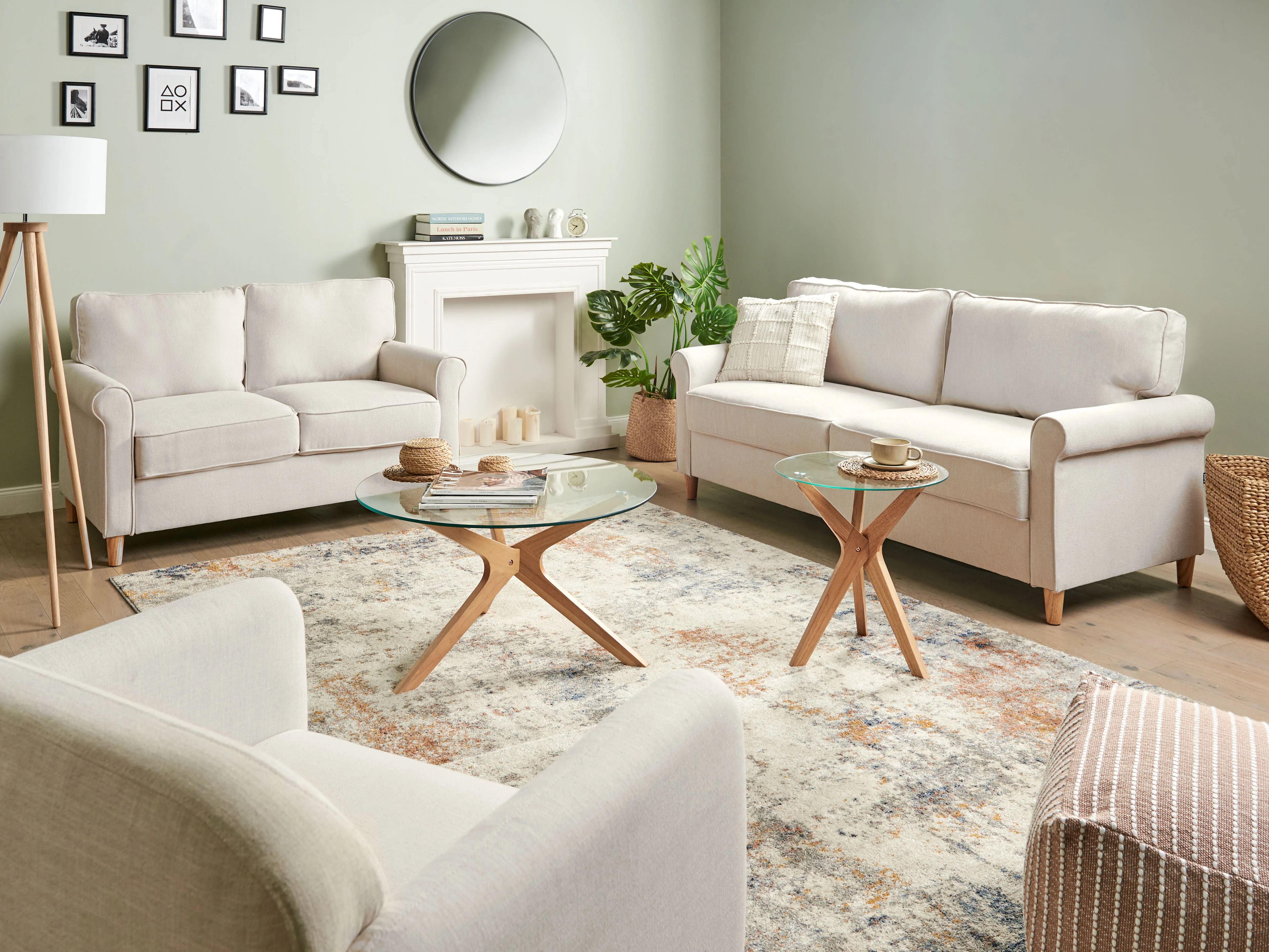 Bank 2-zits RONNEBY Stof Beige