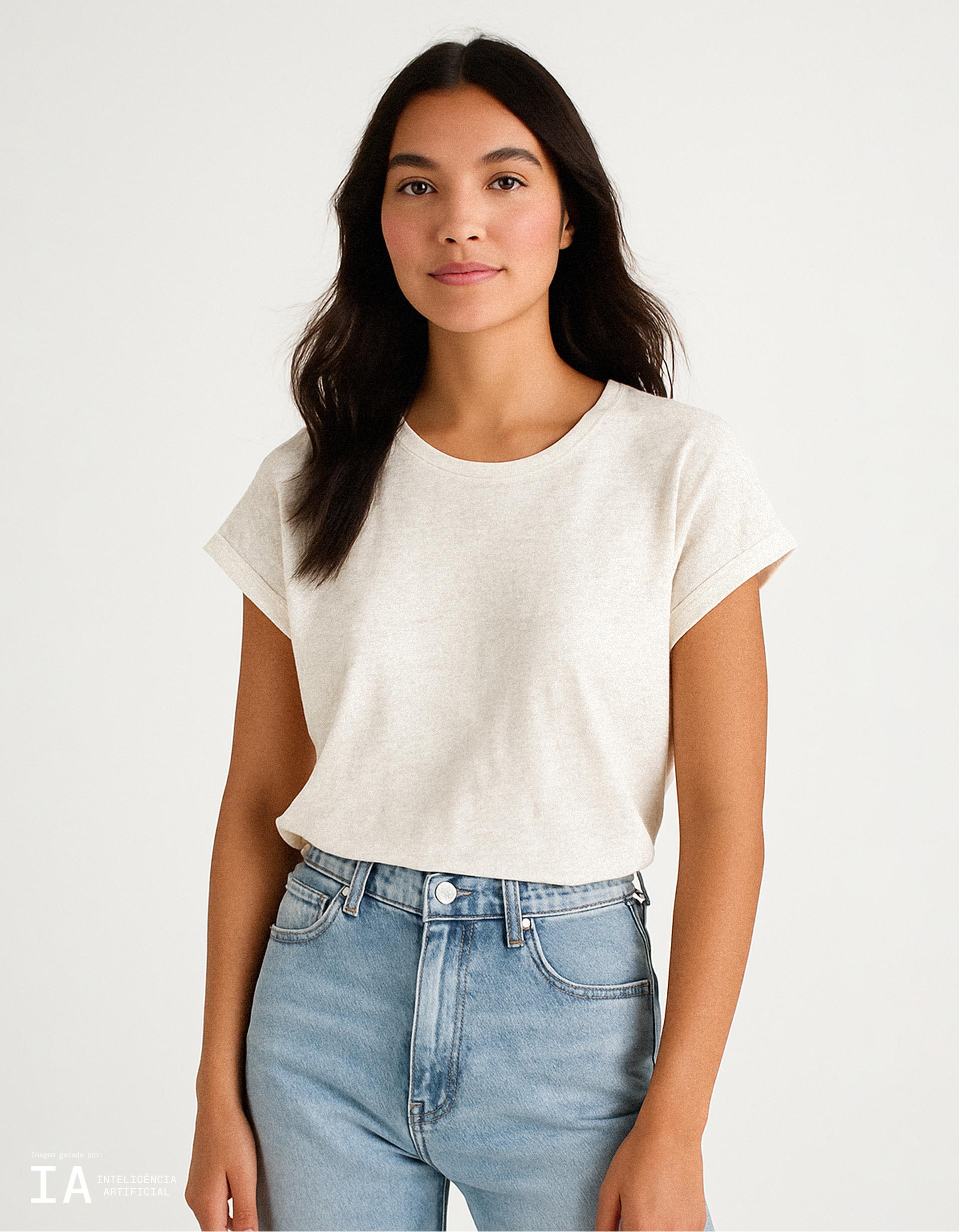 T-shirt, Mulher, Bege Claro