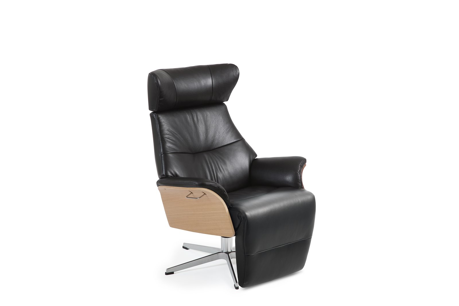 Air lenestol med fothviler I hud Zero 2534-89 Black, standard svingfot alu. Skrog i ubehandlet eik