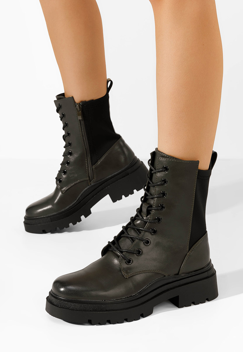 Bottines rangers femme vert Flaviana