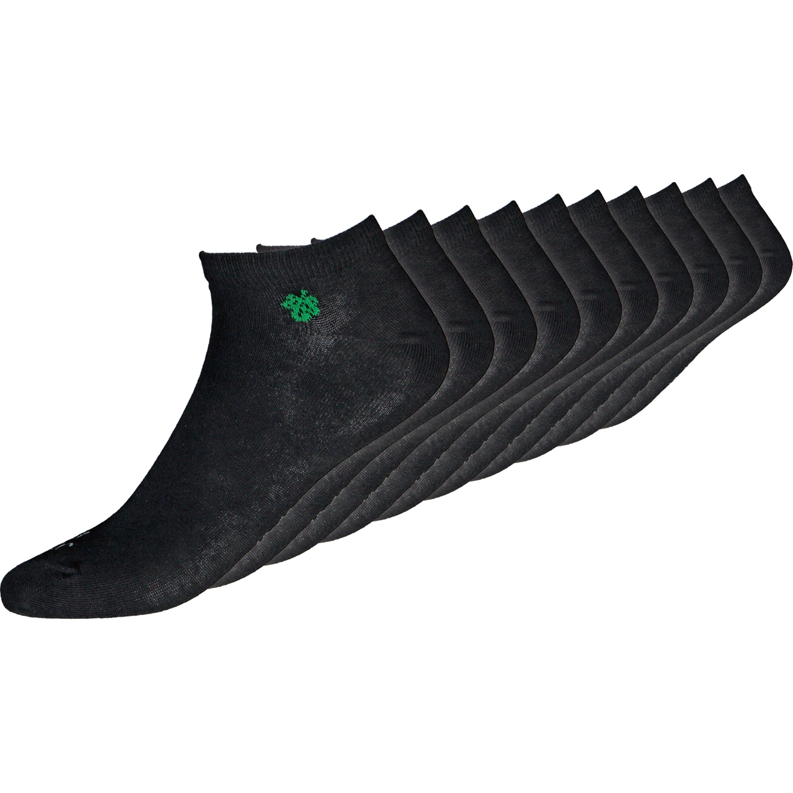 John Kiss Erwachsenen-Sneakersocken, schwarz, 10 Paar 43-46, schwarz