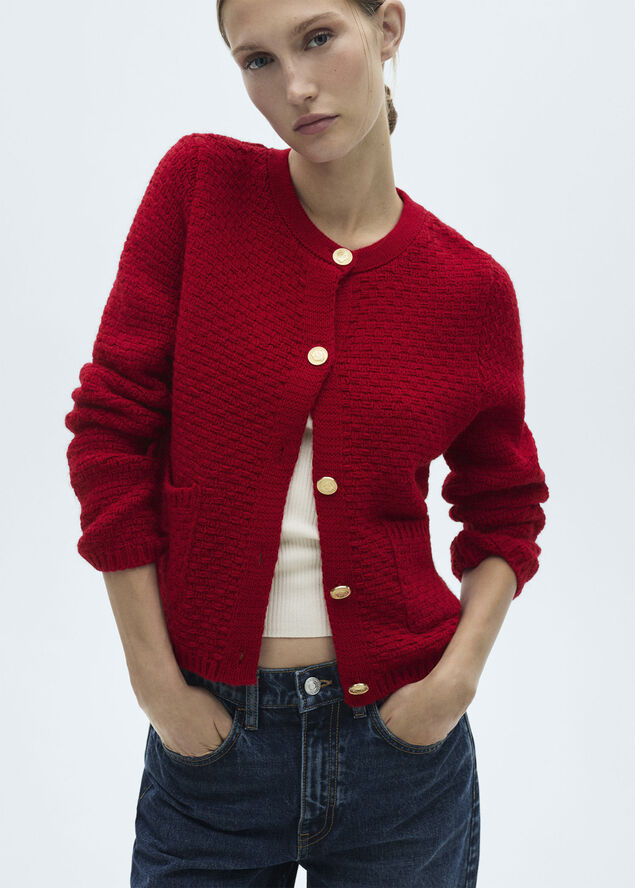 MANGO Knitted jacket. -- CUNA Red
