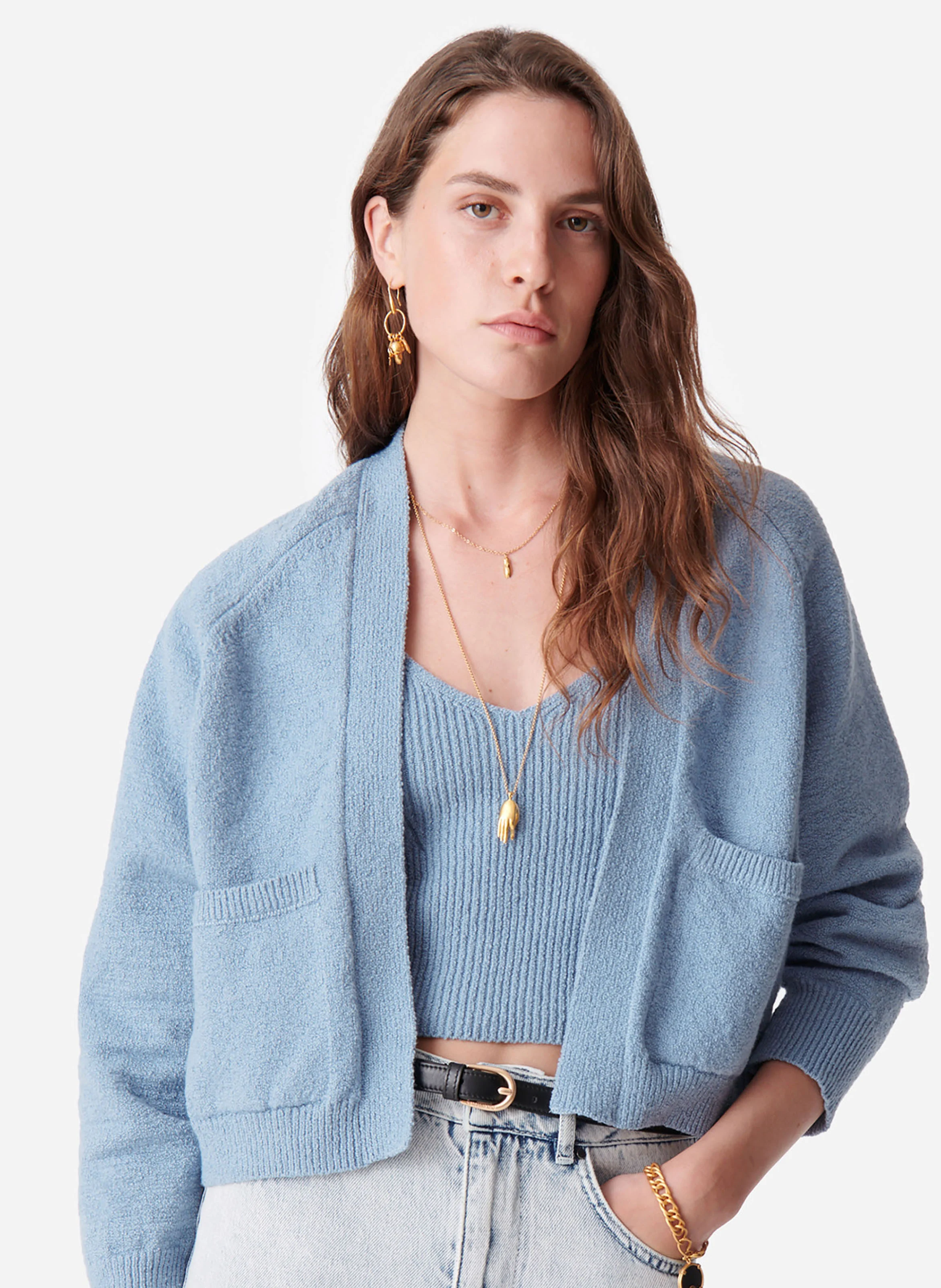 BEGONIA - Cardigan en coton mélangé| Bleu