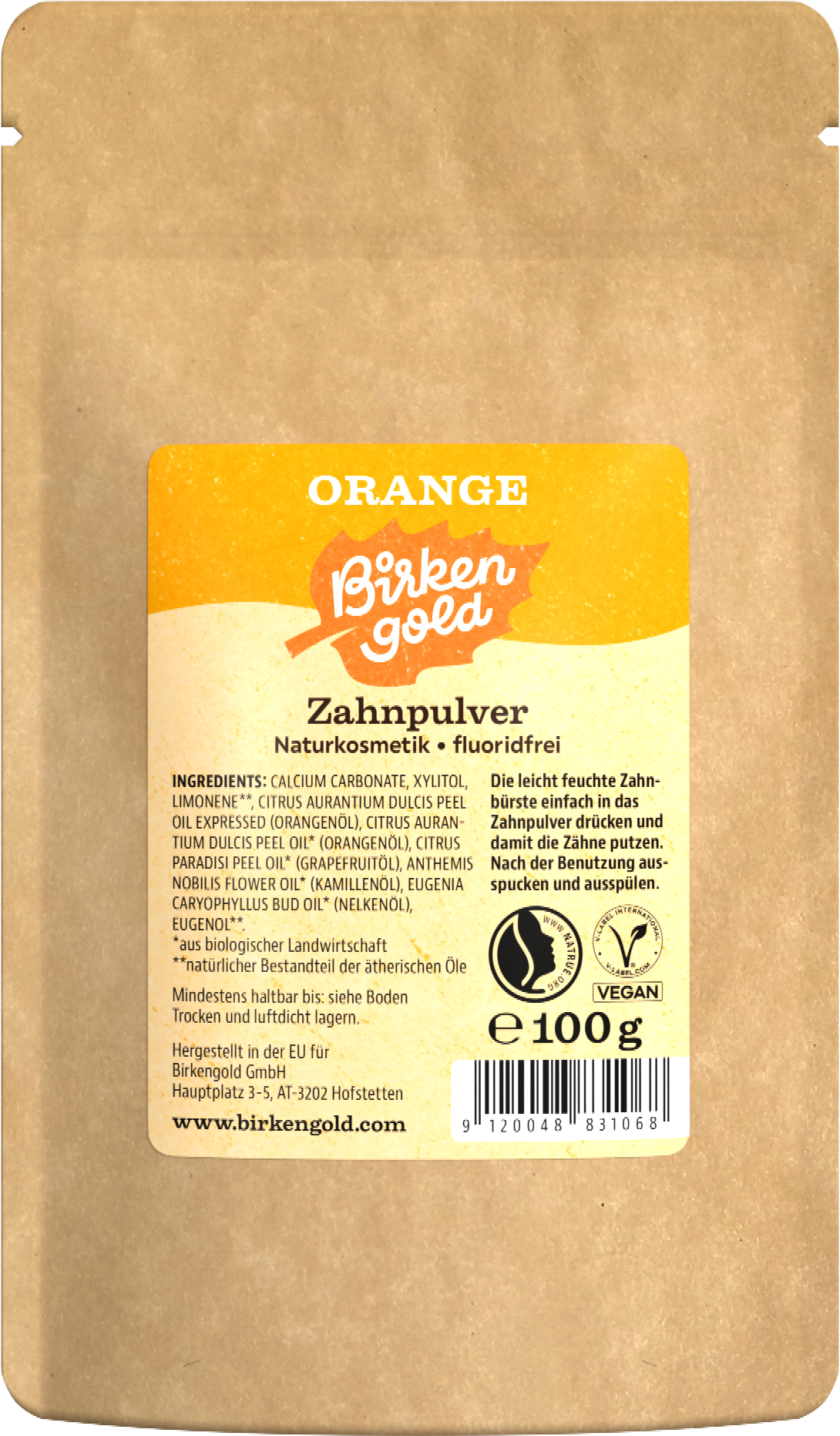 Birkengold  Zahnpulver Orange, Nachfüllpackung 100g
