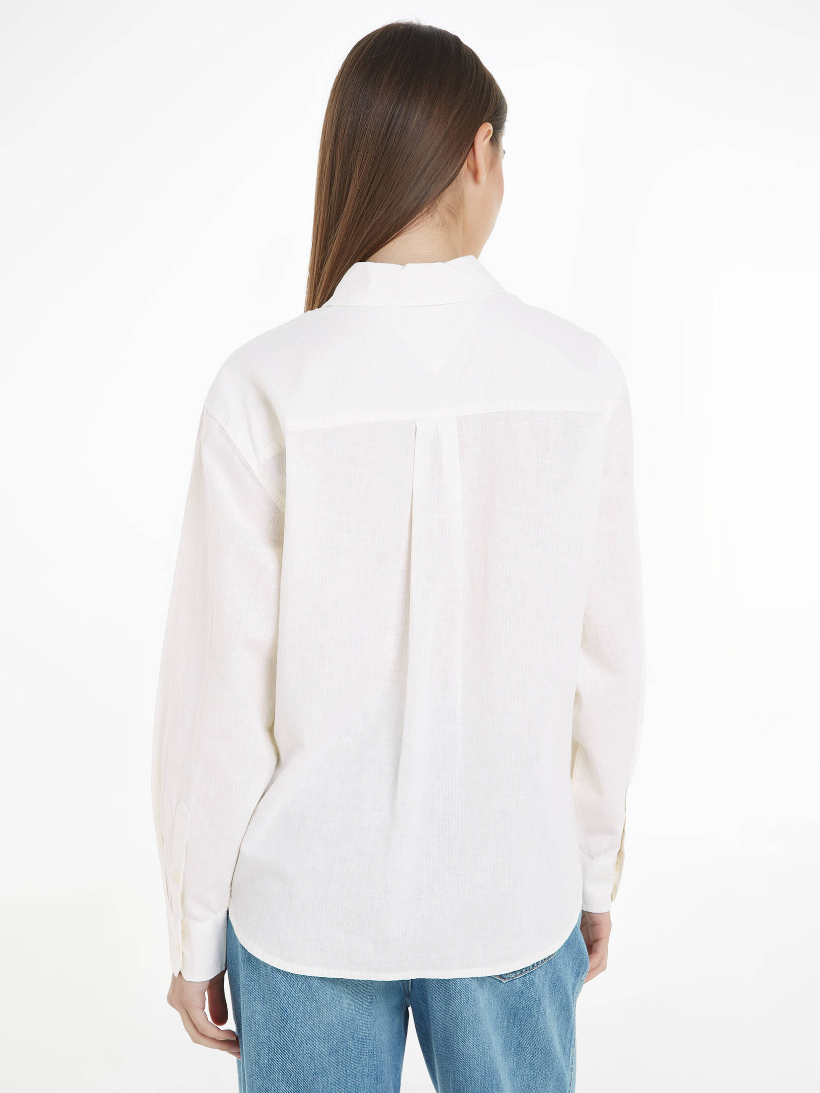 Tommy Jeans| Damen Hemdbluse TJW BOXY STRIPE LINEN SHIRT Langarm