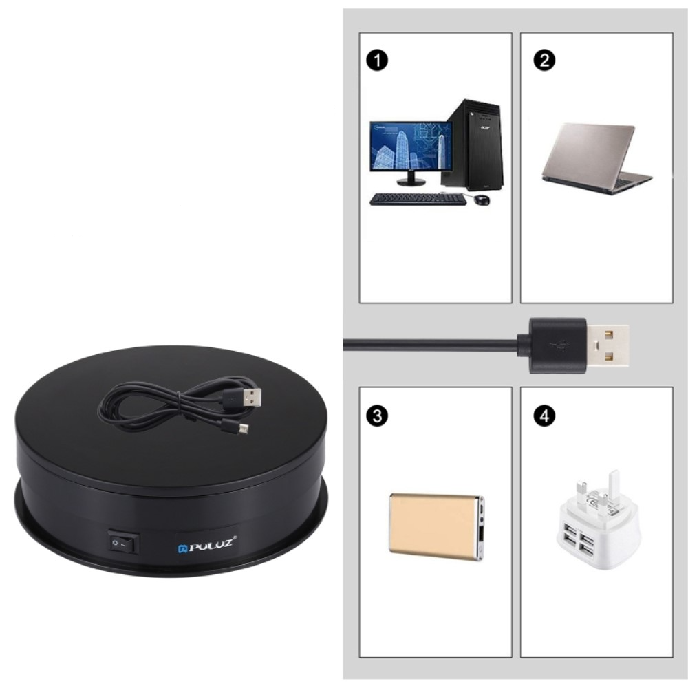 (Ø15cm) Elektrischer 360° Grad Drehteller für Videos und Fotos - Schwarz