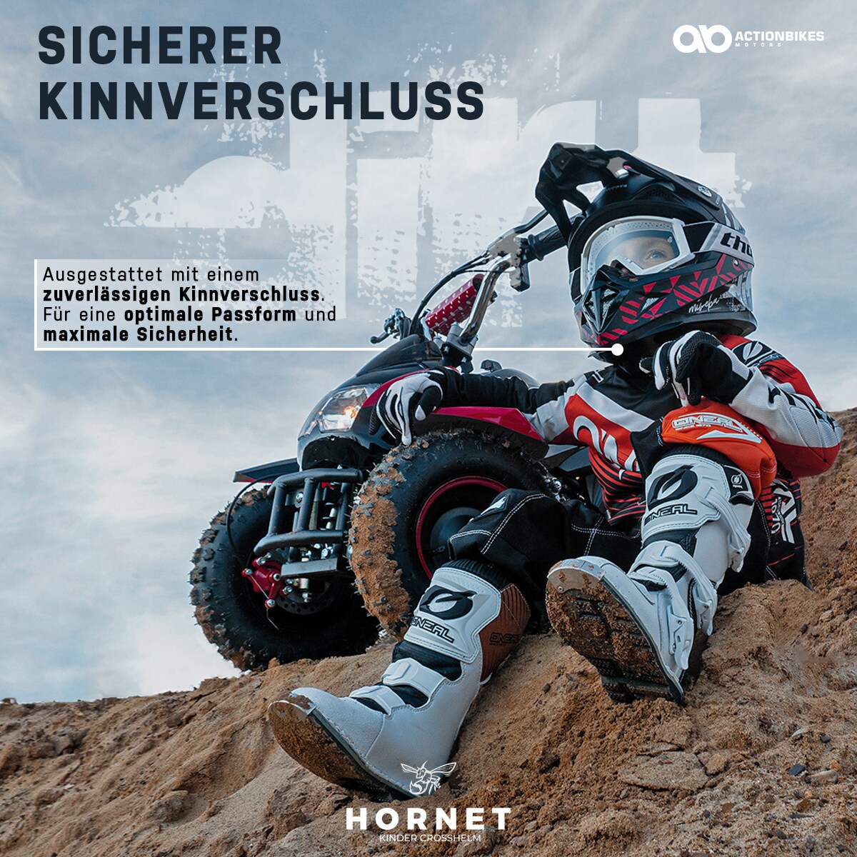 Crosshelm für Kinder, Hornet, Kinderhelm, 6 Farben, Straßenzulassung ECE 22/05 Norm, Kinnverschluss(Grün, Kids S (47-48cm))
