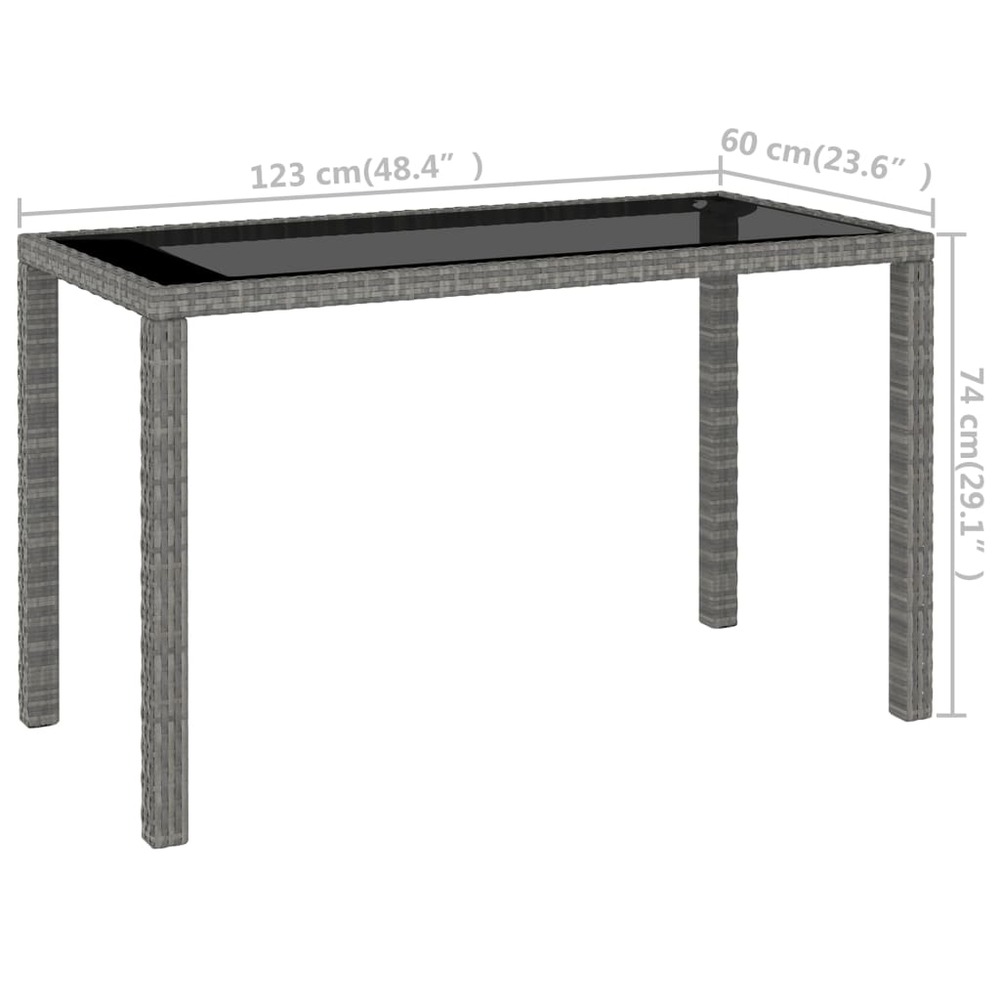 Meuble à dîner de jardin 6 pièces et coussins résine tressée gris