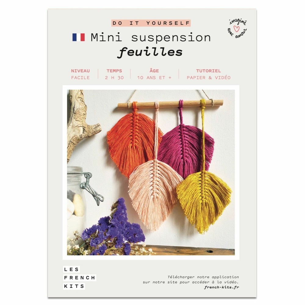 Déco macramé - suspension 4 plumes colorées