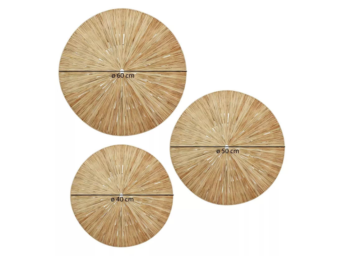 Now's Home - Set De 3 Decorations Murales En Raphia Naturel D60/50/40cm Miri