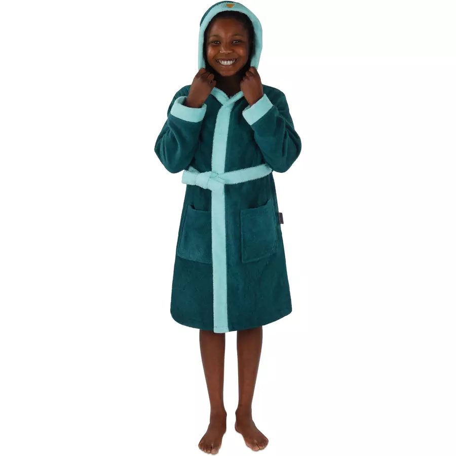 normani Kinder Bademantel aus Bio-Baumwolle Malia Blau  Pinguin