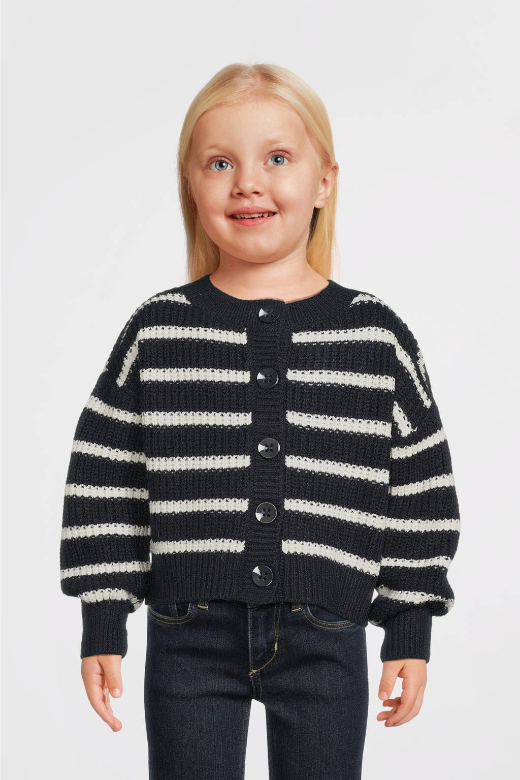 NAME IT gestreept vest NMFVERONJA donkerblauw/ecru