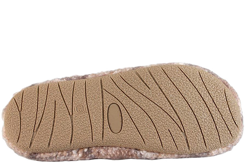 MORSØ HJEMMESKO I BEIGE PLYS MED GUMMISÅL