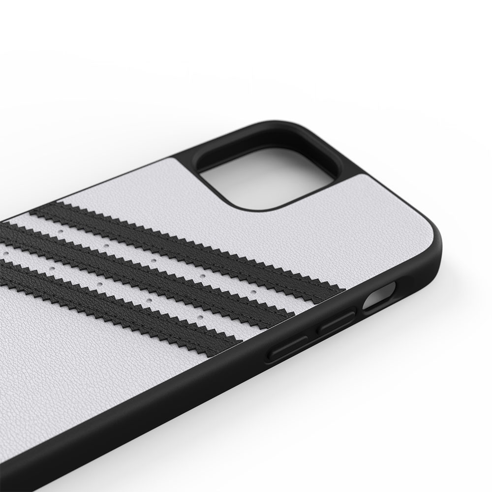iPhone 12 / iPhone 12 Pro Moulded Snap Case PU Leder Hülle - Weiss / Schwarz