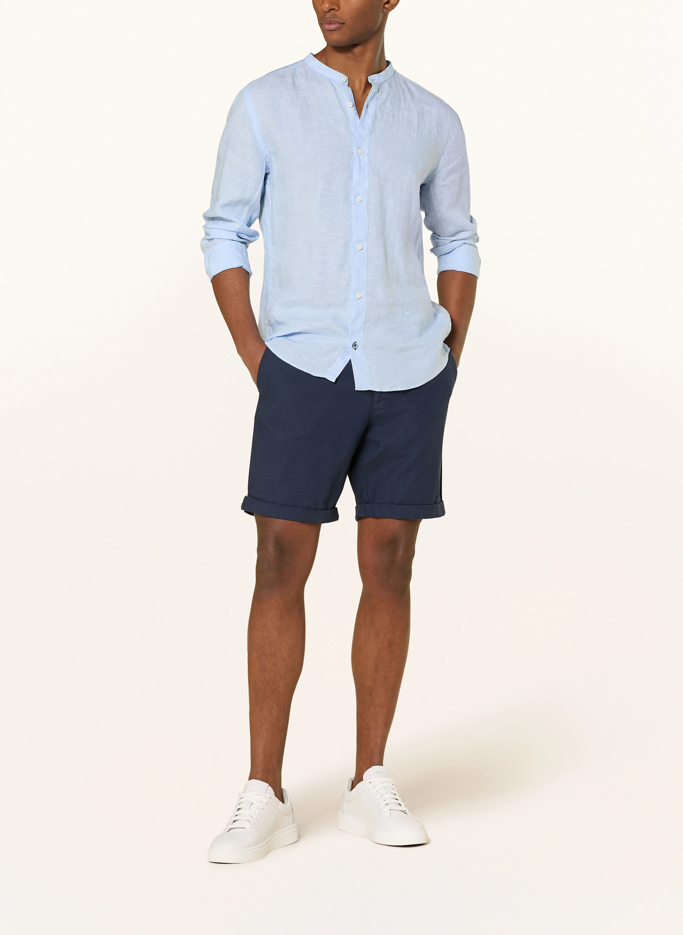 OLYMP Leinenhemd Casual regular fit mit Stehkragen