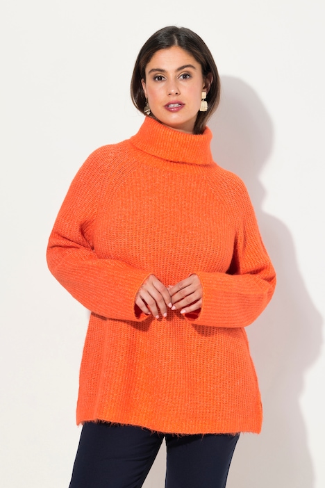 Pullover, Rippstrick, Rollkragen, Langarm, recycelt