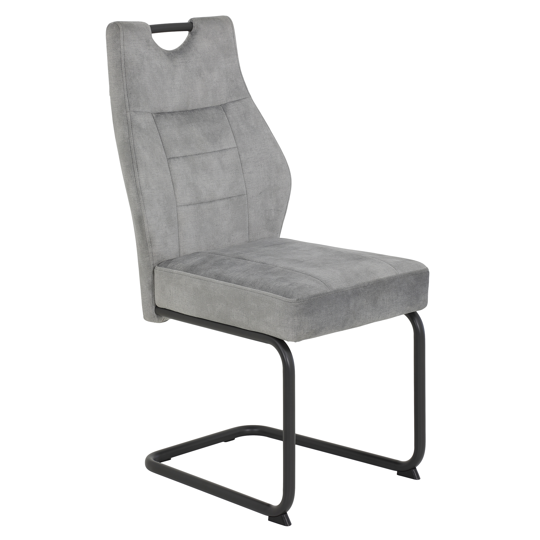 4er-Set Schwingstühle - Vintage silber - Samtvelour
