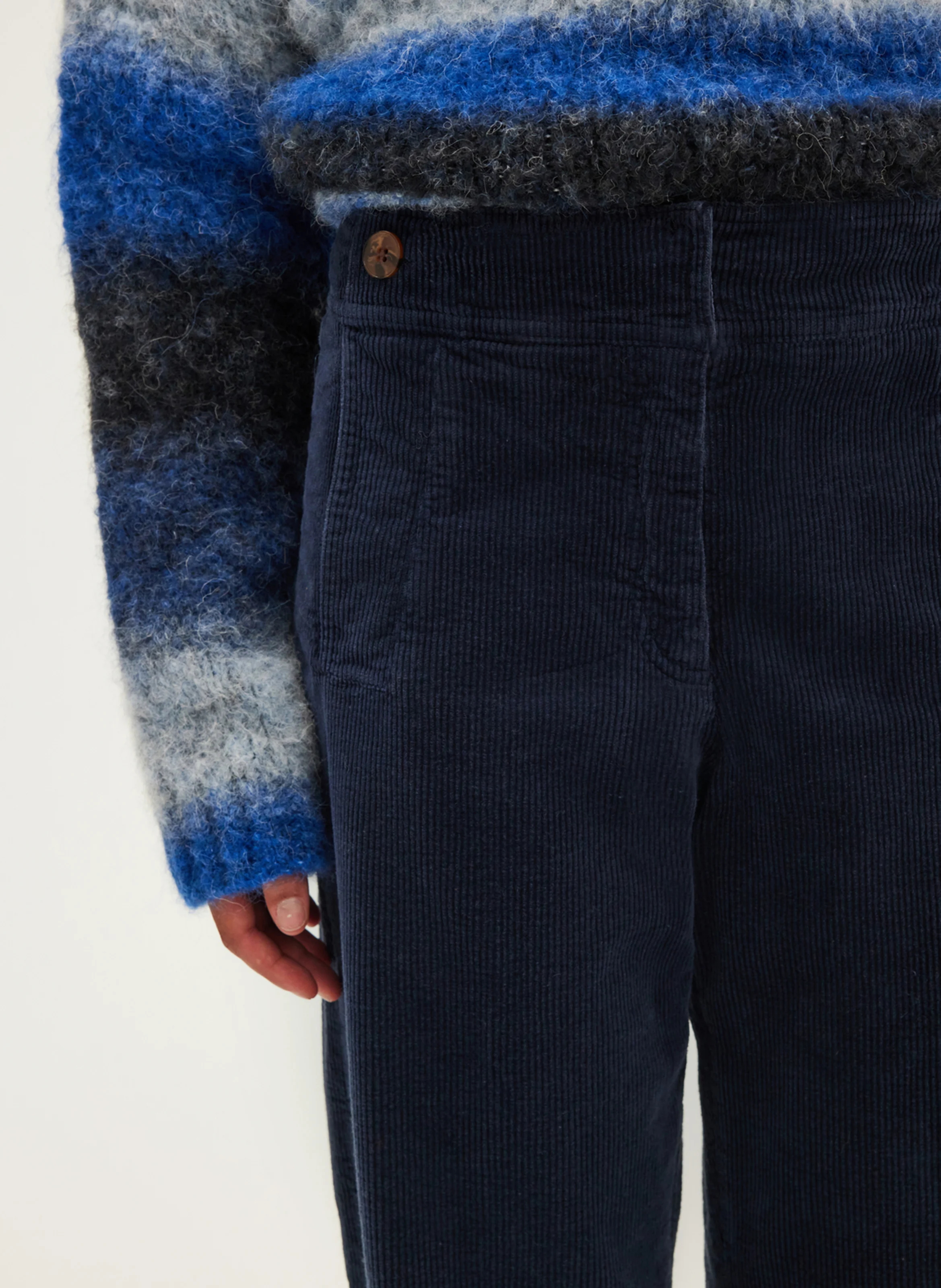 NUR - Pantalon droit en velours côtelé | Bleu