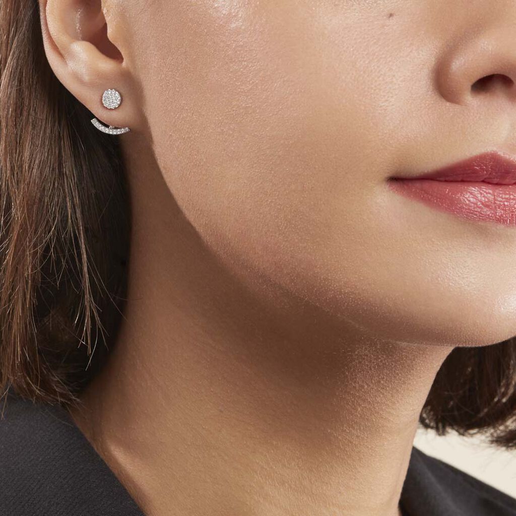 Bijoux D'oreilles Phybie Argent Blanc Oxyde De Zirconium