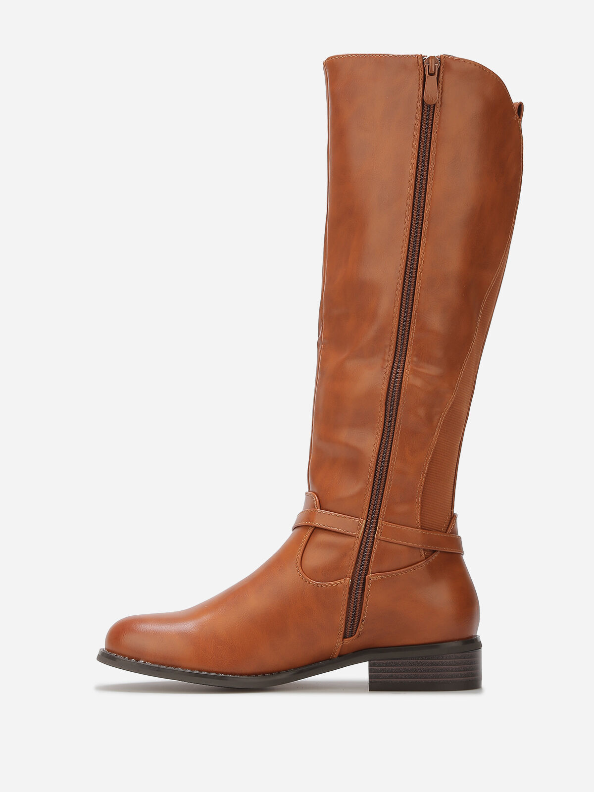 Bottes cavalières à boucle dorée- Camel
