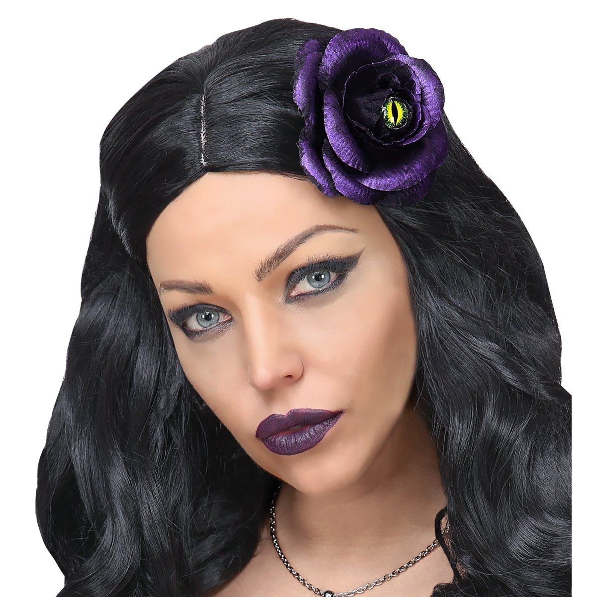Halloween Haarclip Paars Roos Met Kattenoog