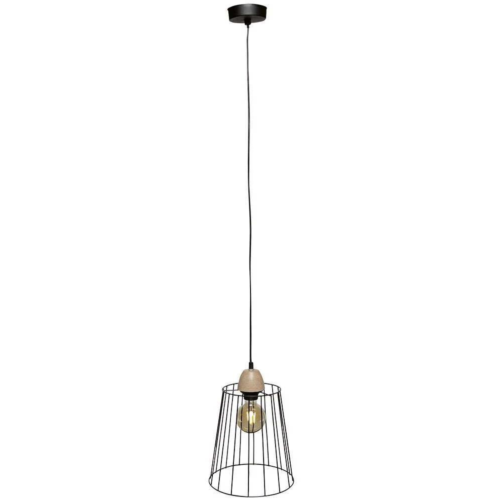Luminaire à suspension filaire ajouré métal noir