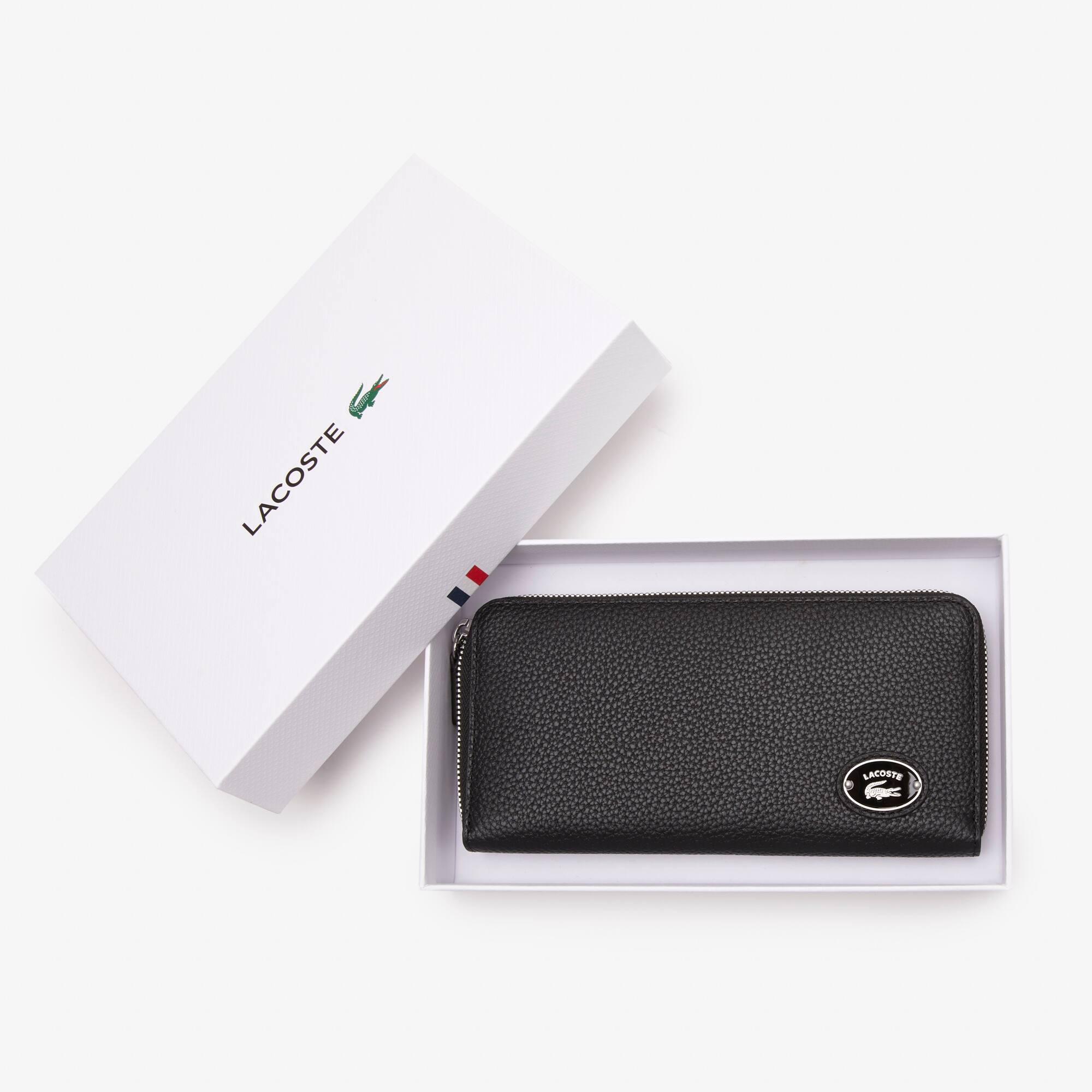 Portefeuille zippé femme Lacoste avec plaque métallique Portefeuilles & Petite Maroquinerie - Noir - Lacoste - Femme