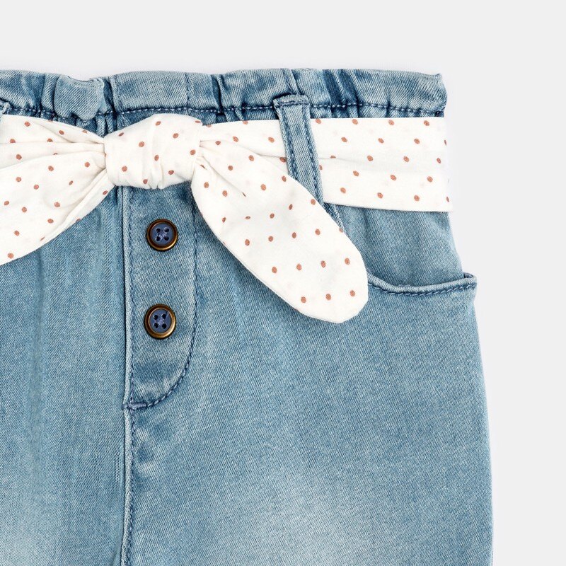 Pantalon taille haute bleu bébé fille Bleu