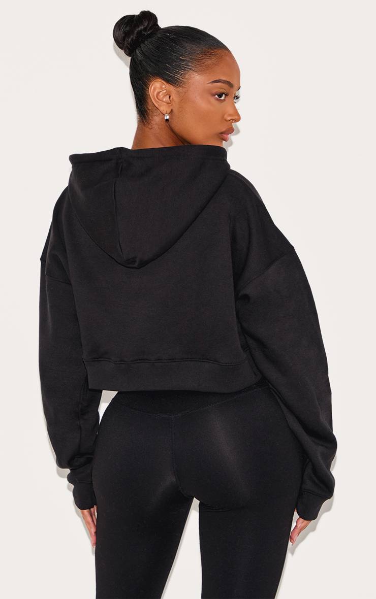 Noir Sweat À Casynthétiqueche Court Shape Zippé À Manches Longues