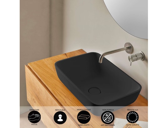RESIGRES - Vasque à poser, rectangle l47,4*l32,4*h14,8cm, résigrès jav...