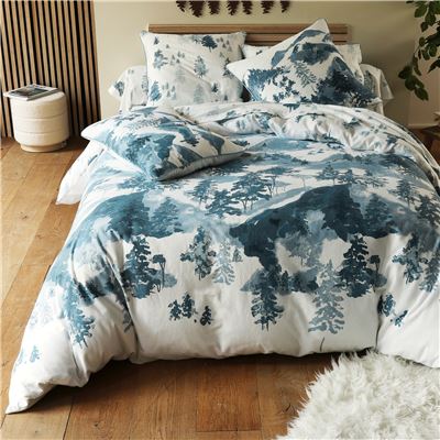 Linge de lit flanelle motif montagne - BECQUET CRÉATION